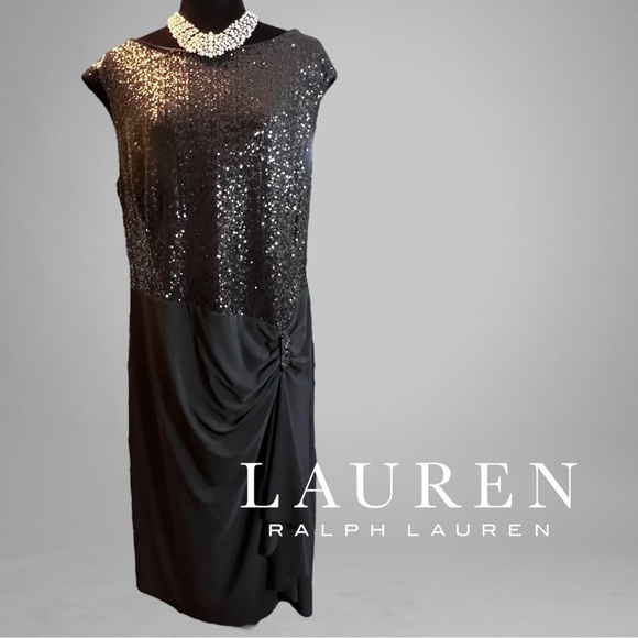 Lauren Ralph Lauren Dresses & Skirts - NWT Lauren Ralph Lauren Women Plus Black Sequin Formal Dress Sleeveless Size 18W